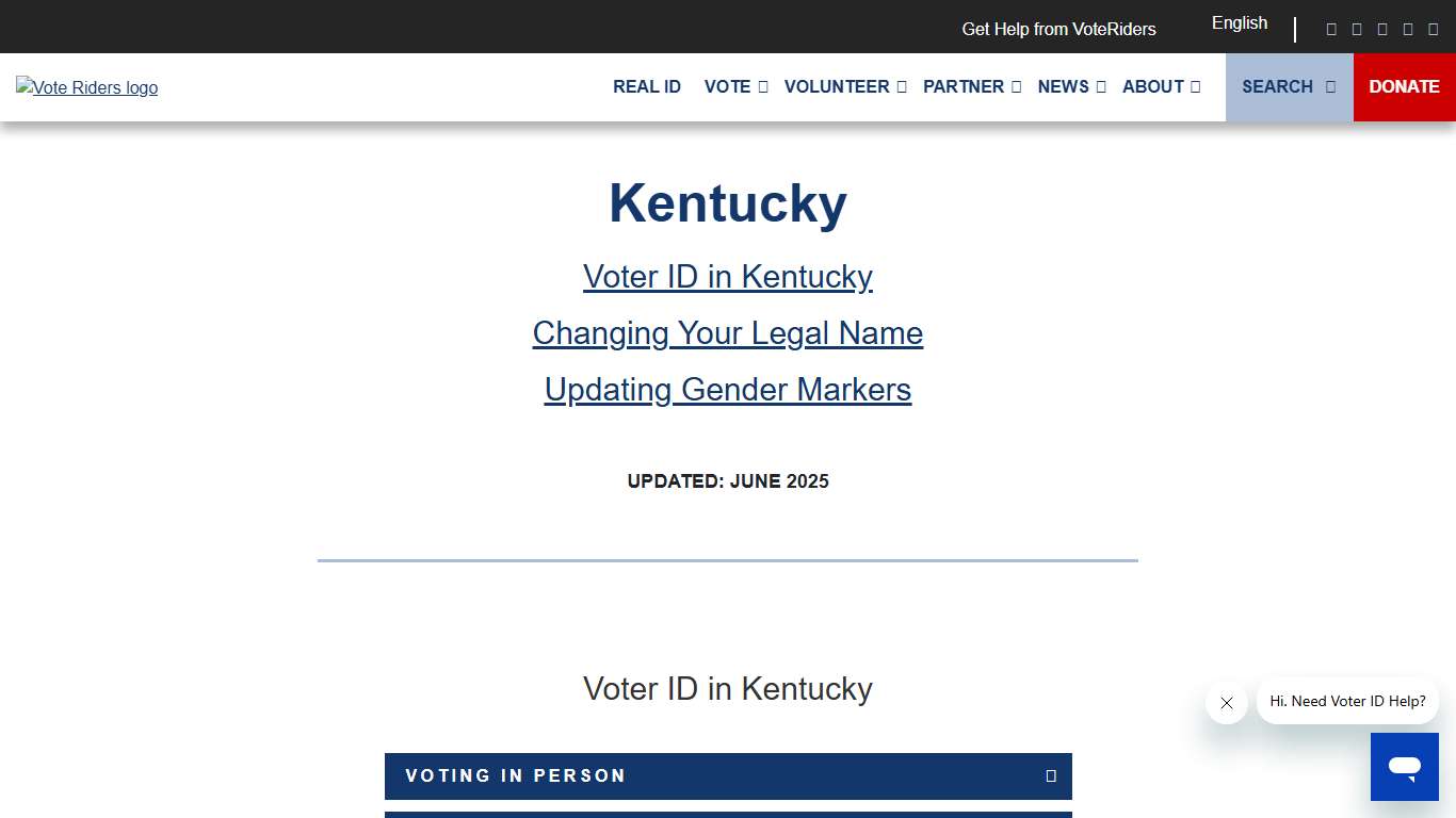 Kentucky • Info for Trans and Nonbinary Voters • VoteRiders